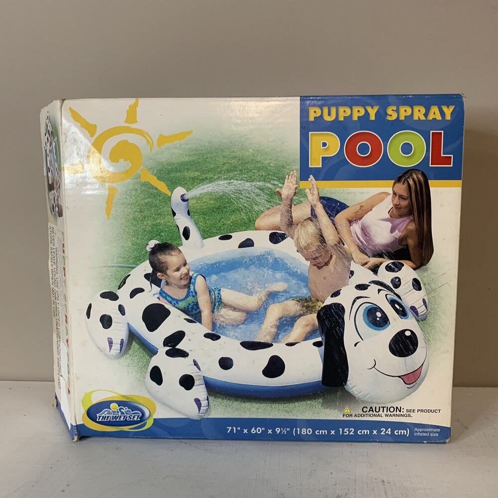 NEW Open Box The Wet Set 2001 Dog Puppy Spray Pool Kids Inflatable Dalmatian